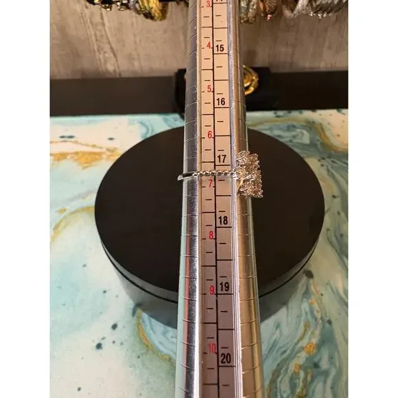 NEW Sz 6 3/4 - .45CT Moissanite Snowflake Silver Ring w/ GRA - Picture 7 of 7